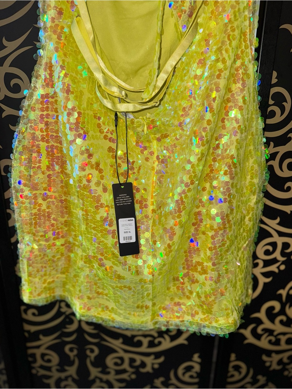 Fashion Nova Neon Yellow Sequin Dress - Picture 7 of 8
